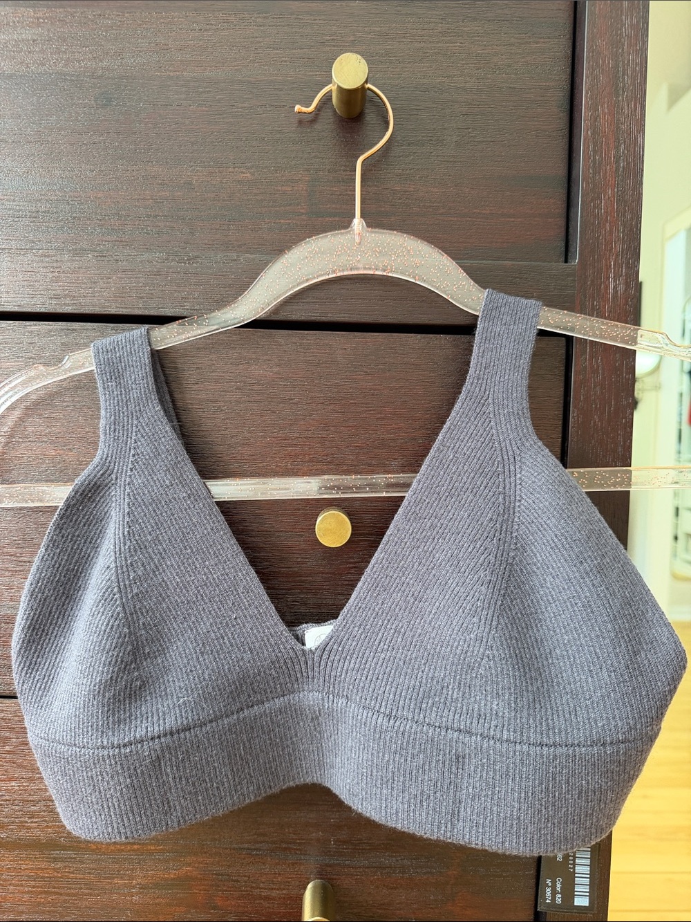Massimo Dutti Ribbed Bralette in Charcoal Gray